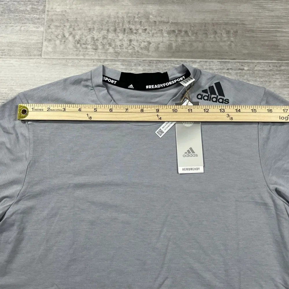 Adidas Men's Size Small Solid Color Designed For Training Tee HB9202 Gray/Silver